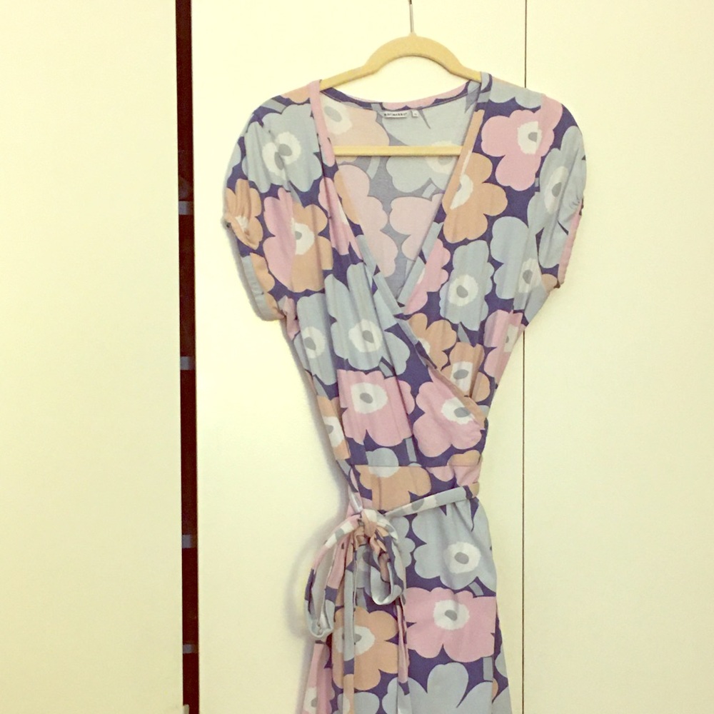Marimekko wrap pastel dress